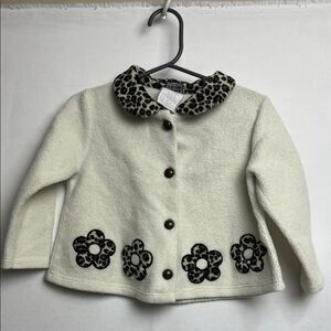 Pogo Club of NY ivory brown black animal print accent fleece jacket 24 months